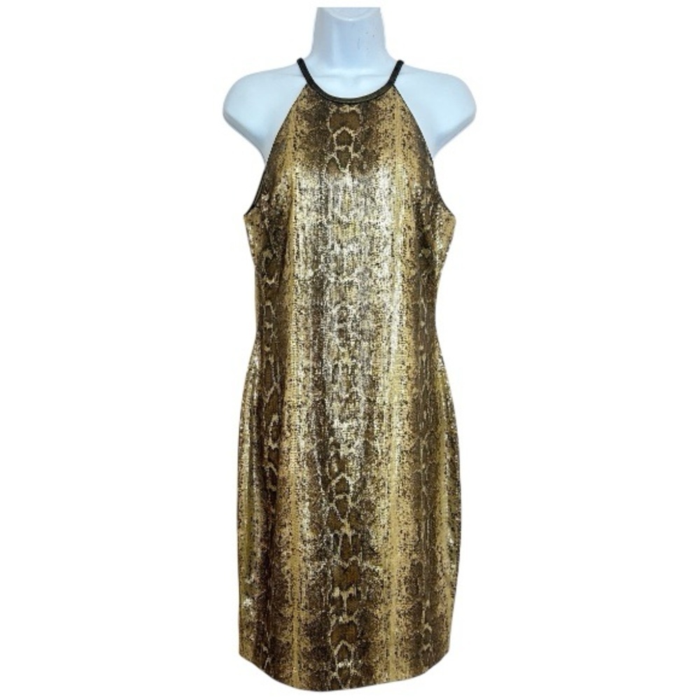Cache Python Sequins Gold Sleeveless Knee Length … - image 2